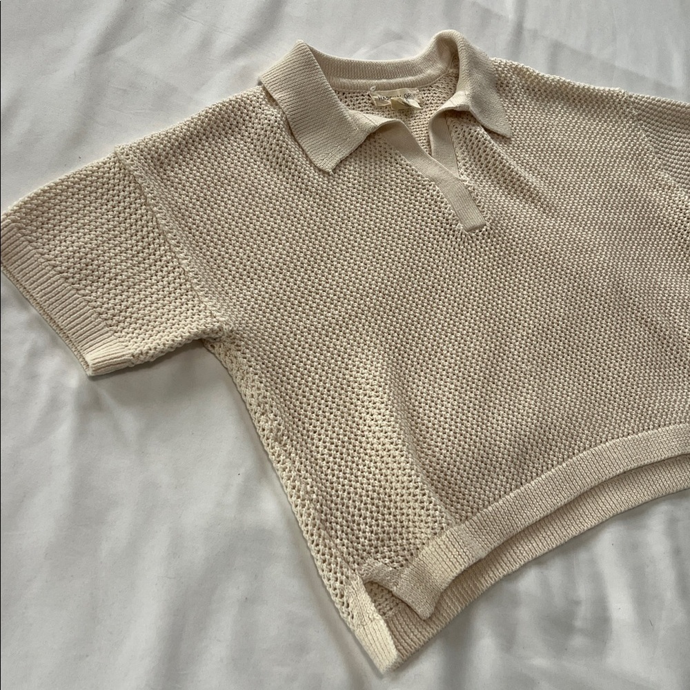 Happily Grey Cream Short Sleeve Knit Cropped Top